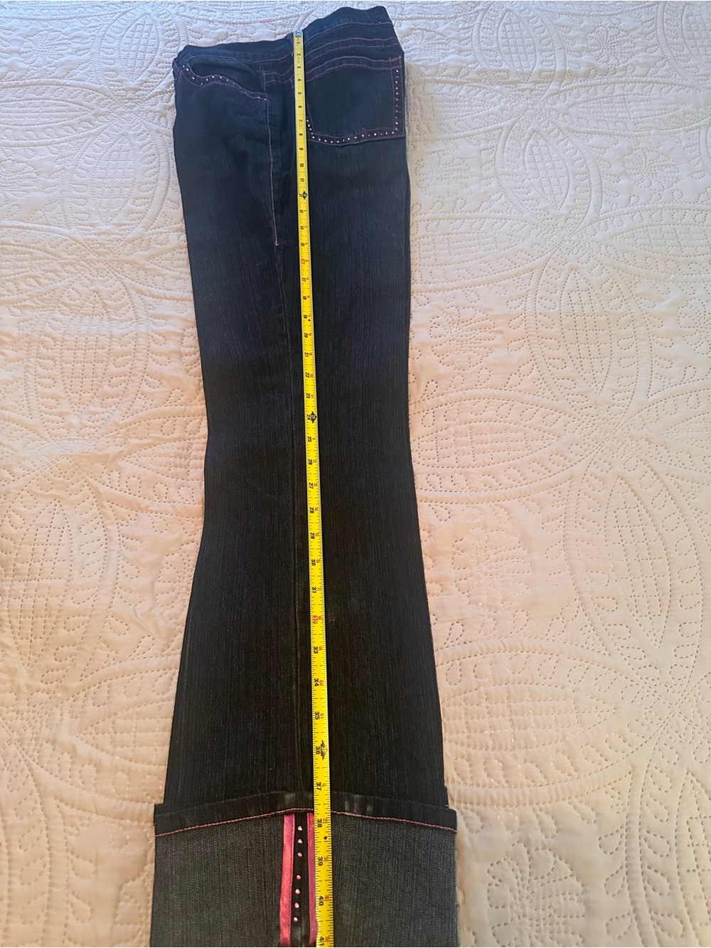 Bundle: Women’s Black Boot Cut Jeans with Pink Stitch Detail *